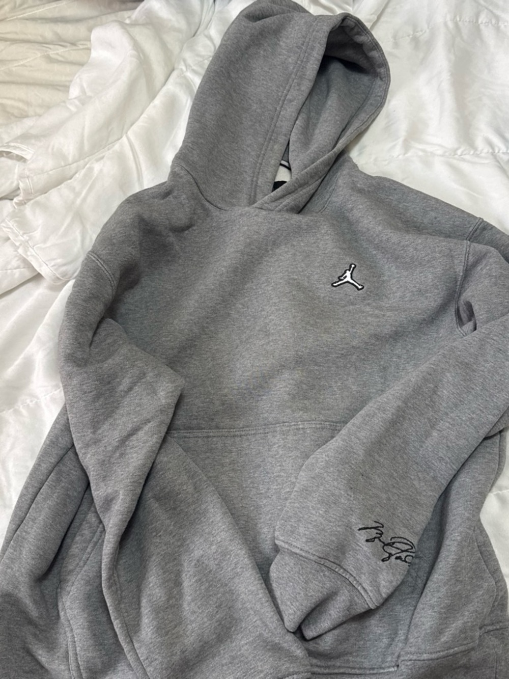 Jordan Men's Gray Hoodie with Subtle Jumpman Logo
